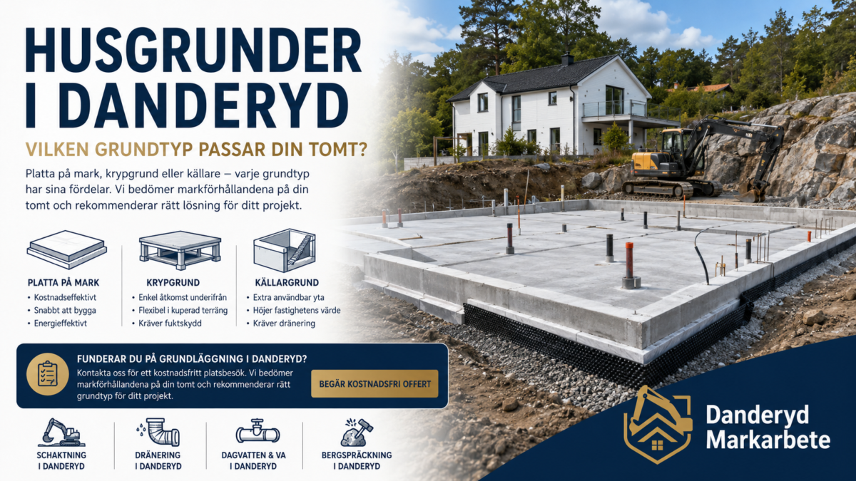 husgrunder i Danderyd – grundläggning och betongplatta för villa